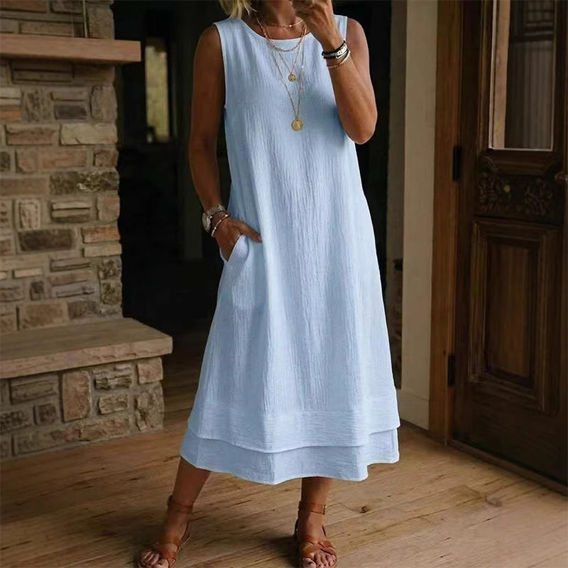 【S-5XL】👗Dámské letní bezrukávové vrstvené šaty