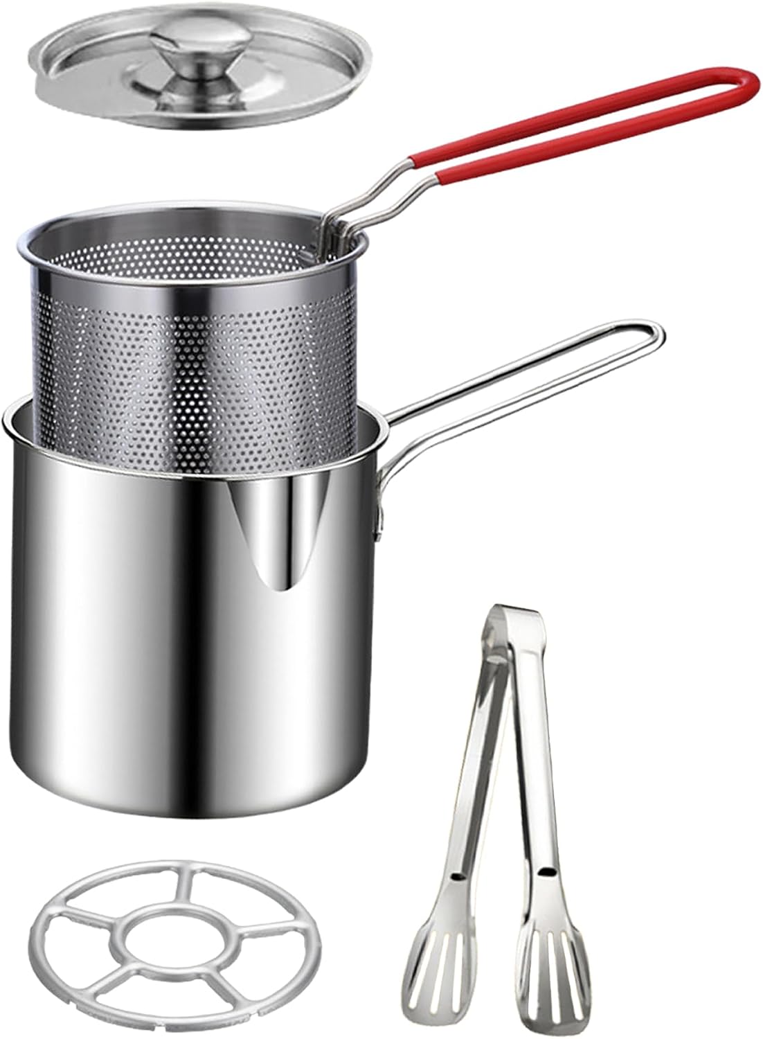 🔥Mini sada na smažení – 🍟Nádoba z nerezové oceli s vyjímatelným sítkem a naběračkou