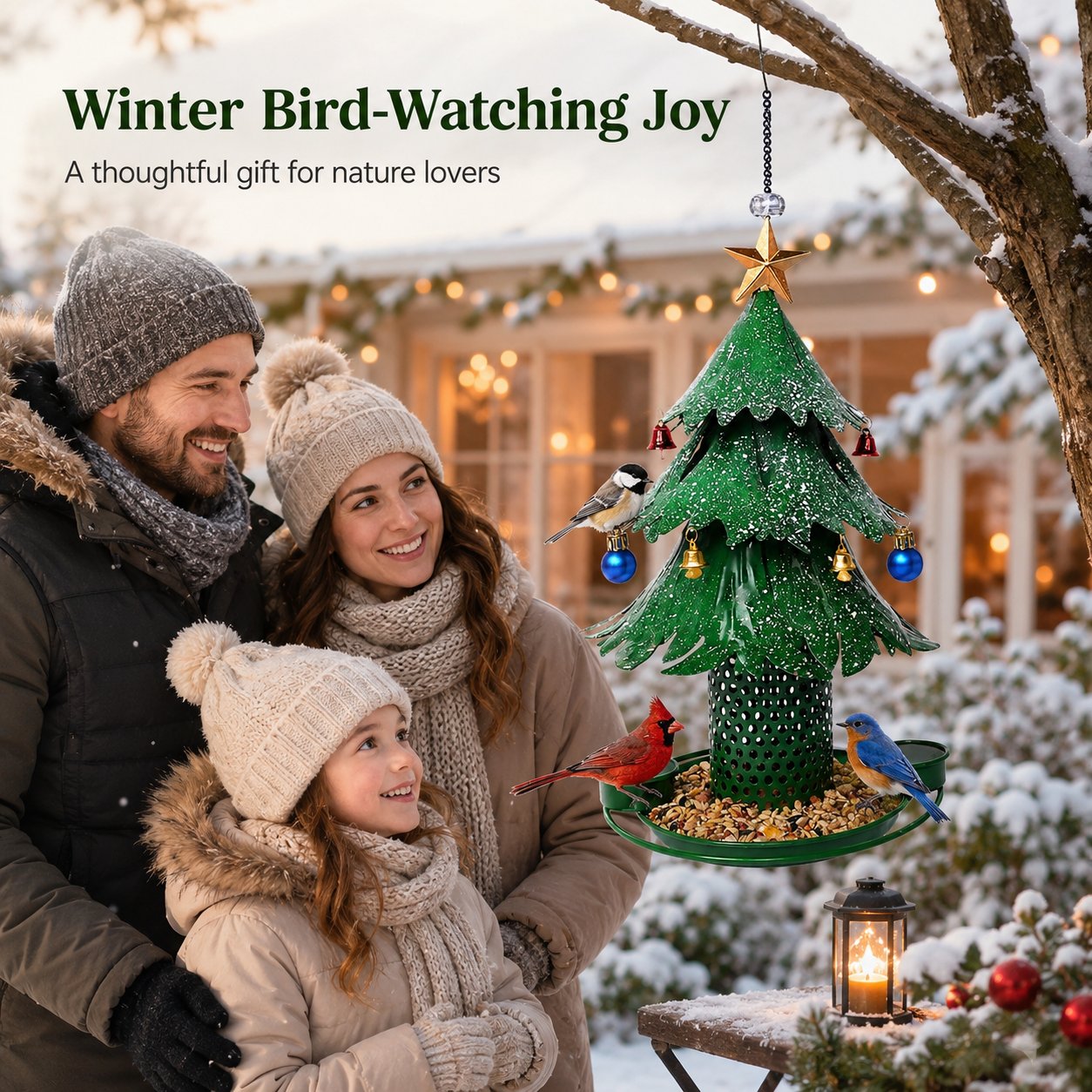 🐦Krmítko pro ptáky ve tvaru vánočního stromku - 🎄Sváteční výzdoba na zahradě