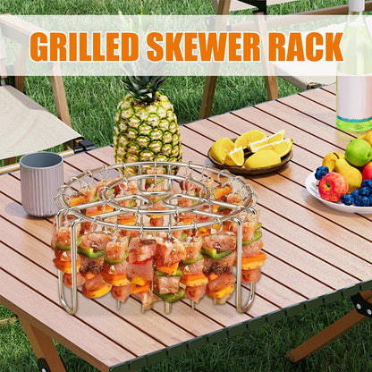 🔥Stojan na špízy do horkovzdušné fritézy – 🍢nerezový vertikální stojan na špízy vhodný pro přípravu domácích grilovaných pochoutek