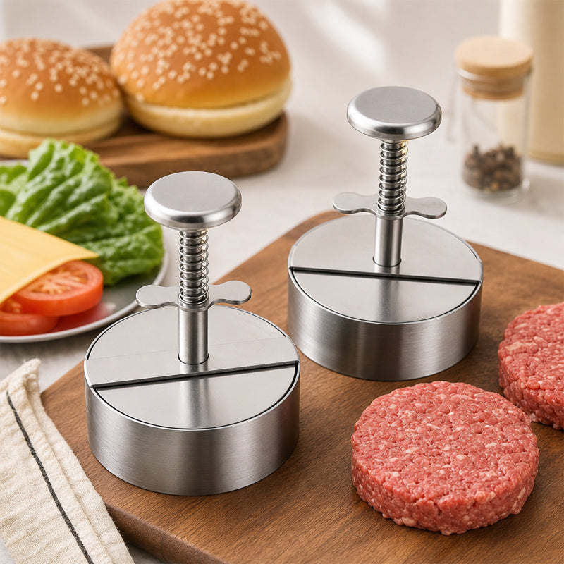 🍔Lis na hamburgery z nerezové oceli - 🥩Snadné přípravě dokonalých, rovnoměrných karbanátků
