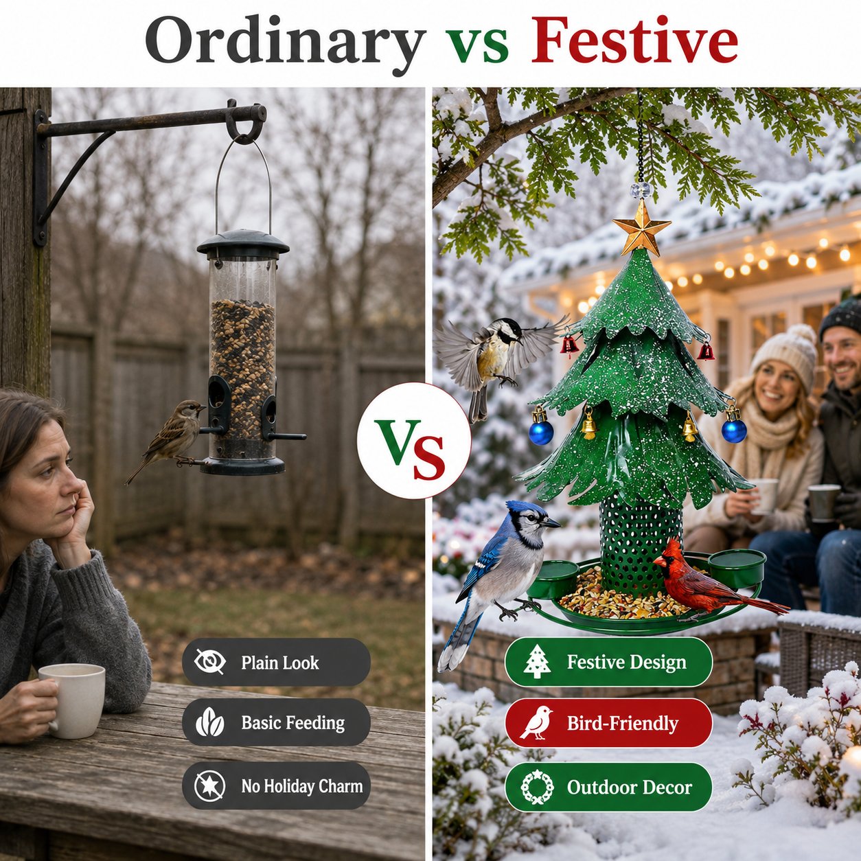 🐦Krmítko pro ptáky ve tvaru vánočního stromku - 🎄Sváteční výzdoba na zahradě