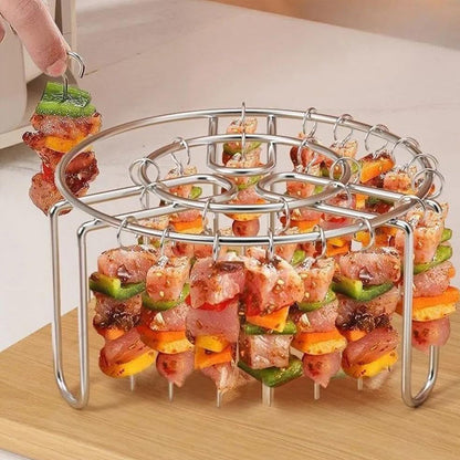 🔥Stojan na špízy do horkovzdušné fritézy – 🍢nerezový vertikální stojan na špízy vhodný pro přípravu domácích grilovaných pochoutek