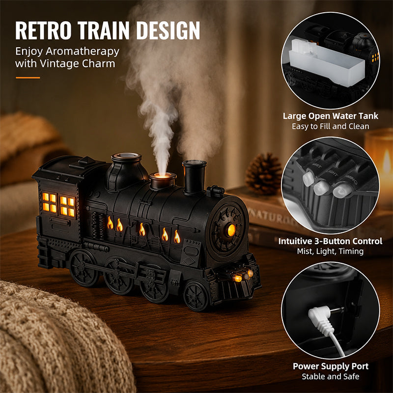🚂 300 ml aromaterapeutický difuzér Vintage Steam Train