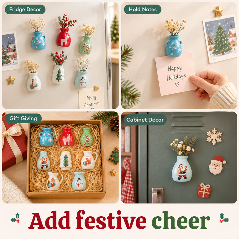 🎄 Vánoční mini vázy – magnetky na ledničku