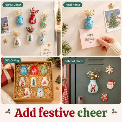 🎄 Vánoční mini vázy – magnetky na ledničku
