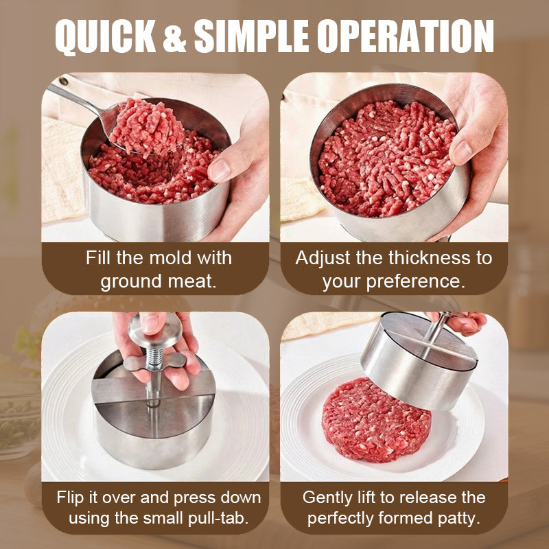 🍔Lis na hamburgery z nerezové oceli - 🥩Snadné přípravě dokonalých, rovnoměrných karbanátků