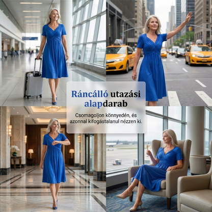 【S-3XL】👗Dámské dlouhé šaty s výstřihem do V a krátkými rukávy