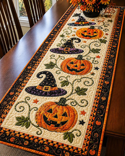 🎃Prošívaný ubrus s halloweenskými motivy – Útulná podzimní dekorace hotová během chvilky