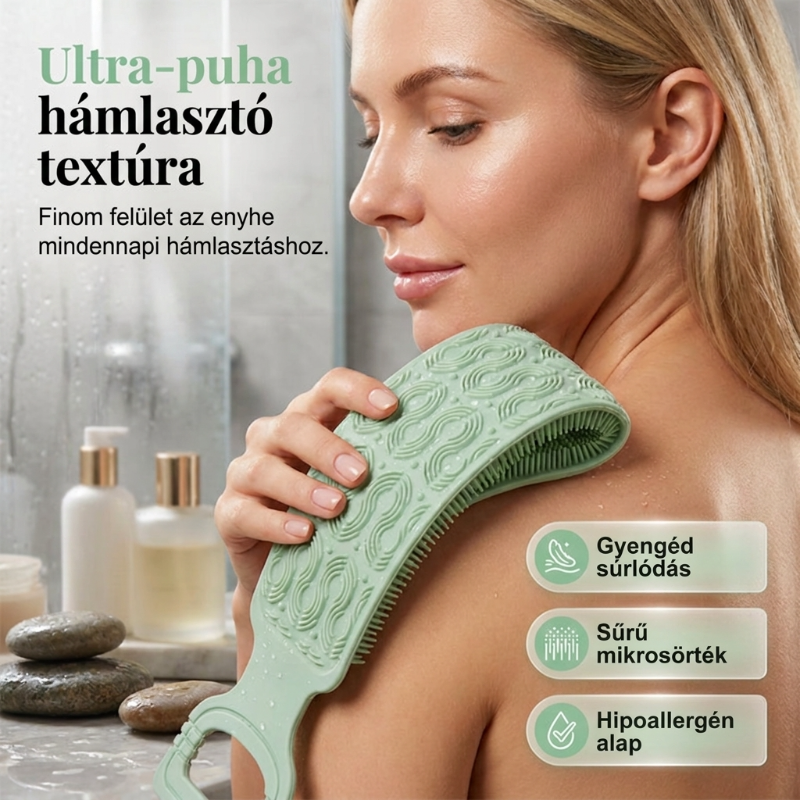 🛁Pohodlný silikonový kartáč na záda – 💦Snadnější hygiena bez nutnosti se předklánět