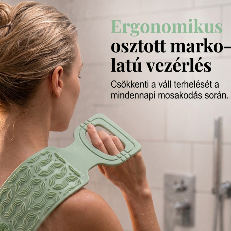 🛁Pohodlný silikonový kartáč na záda – 💦Snadnější hygiena bez nutnosti se předklánět