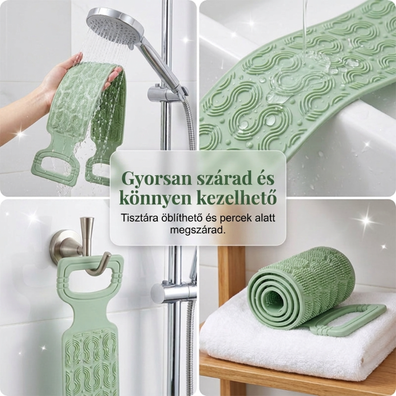 🛁Pohodlný silikonový kartáč na záda – 💦Snadnější hygiena bez nutnosti se předklánět