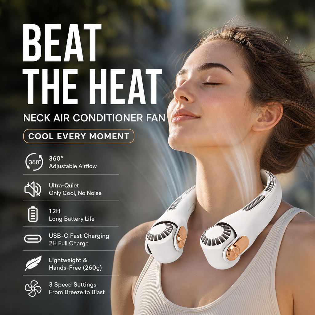 🔥☀️Krční ventilátor s otočnou hlavicí – 🌬️❄️přináší pocit chladu jako horský vánek!