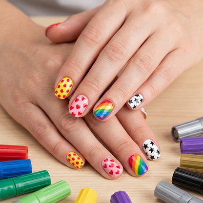【🔥1 sada 12 barev】💅🎨Dvoustranná sada fixů na zdobení nehtů