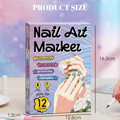 【🔥1 sada 12 barev】💅🎨Dvoustranná sada fixů na zdobení nehtů