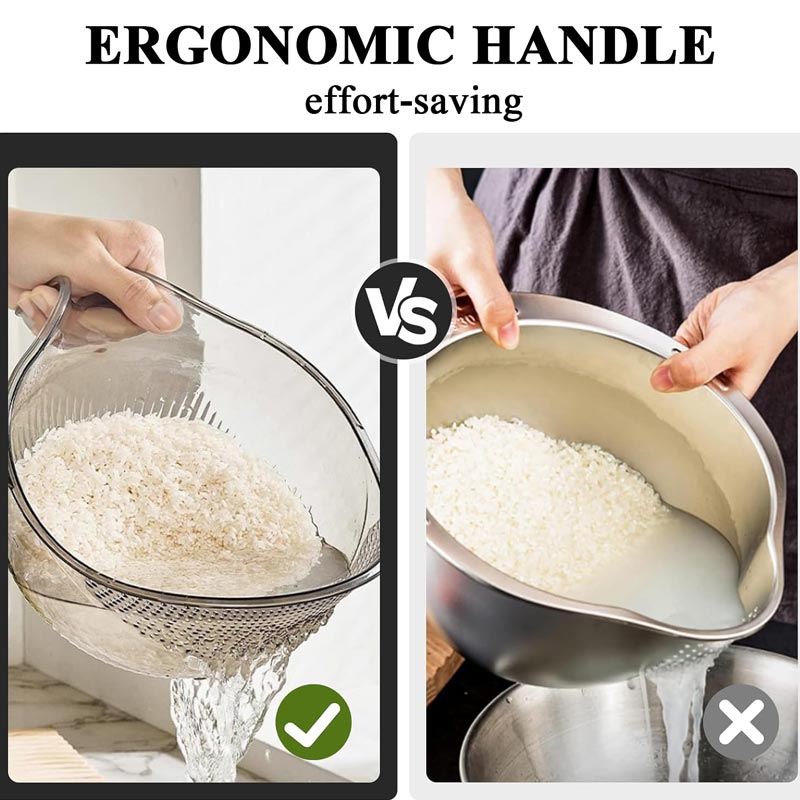 【🔥3+1 zdarma】🥣Miska na mytí rýže s rukojetí: bezpečné uchopení a dokonalé prosévání!