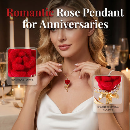 🌹Elegantní náhrdelník s přívěskem ve tvaru červené růže
