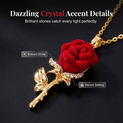 🌹Elegantní náhrdelník s přívěskem ve tvaru červené růže