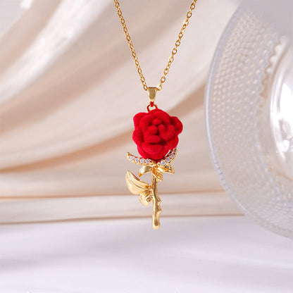 🌹Elegantní náhrdelník s přívěskem ve tvaru červené růže