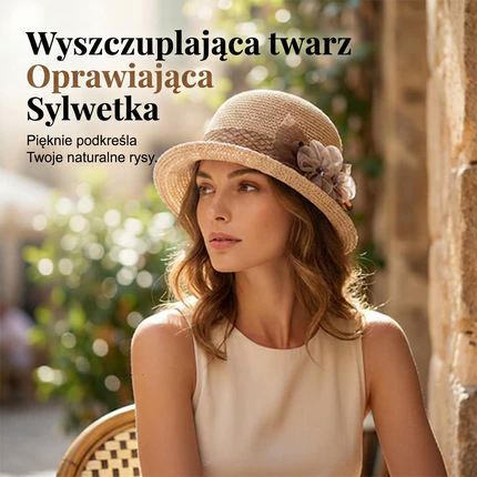 🌸👒Letní dámský klobouk s pletenými květinami, skládací
