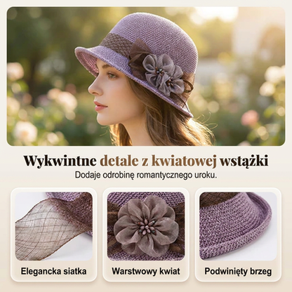 🌸👒Letní dámský klobouk s pletenými květinami, skládací