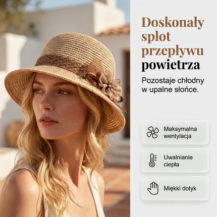 🌸👒Letní dámský klobouk s pletenými květinami, skládací