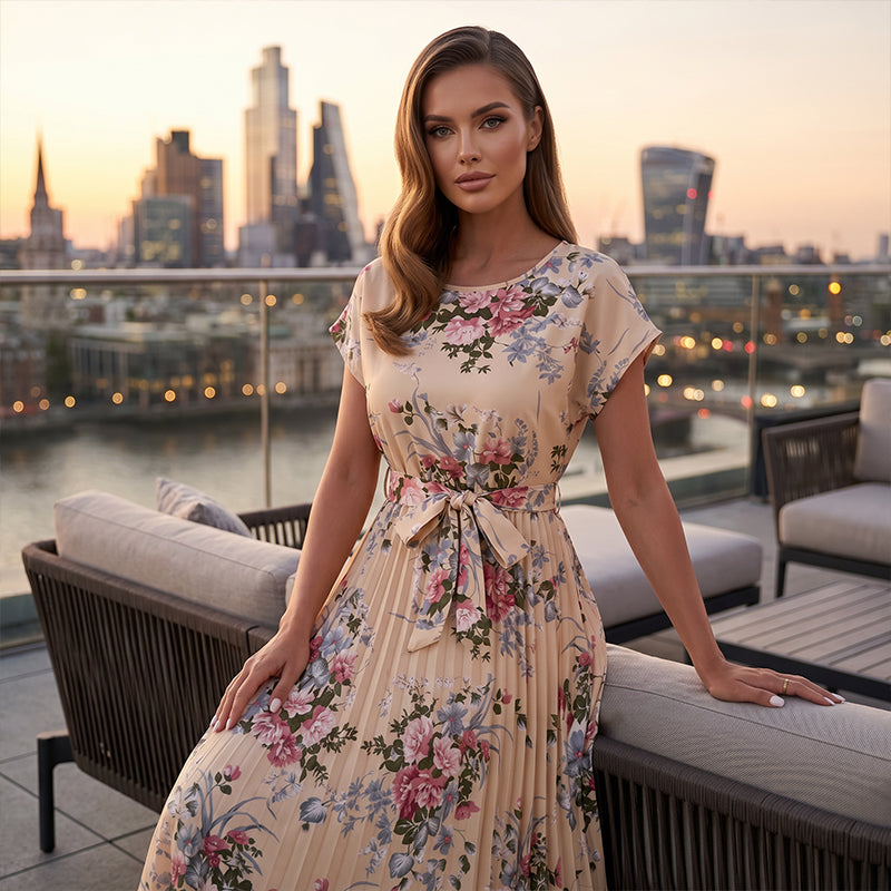 【S-XL】🌺Dámské midi šaty s květinovým vzorem a volány