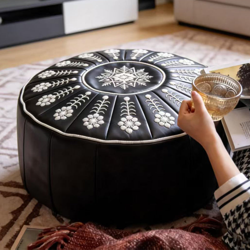 🏡Vysokokvalitní, z luxusní kůže vyrobená, univerzální, kulatá úložná sedačka