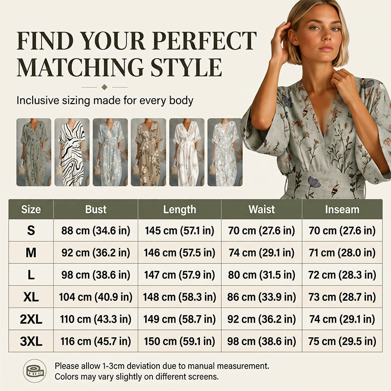 【S-3XL】🌺Elegantní dámský kombinéza s potiskem a výstřihem do V