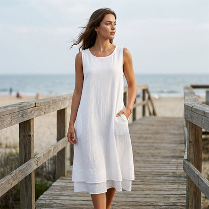【S-5XL】👗Dámské letní bezrukávové vrstvené šaty