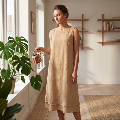 【S-5XL】👗Dámské letní bezrukávové vrstvené šaty