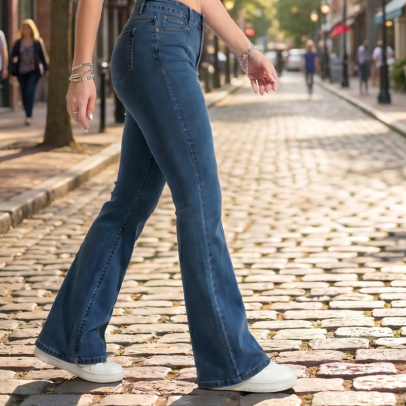 【S-2XL】👖Dámské klasické strečové džíny se zúženým střihem a rozšířenými nohavicemi