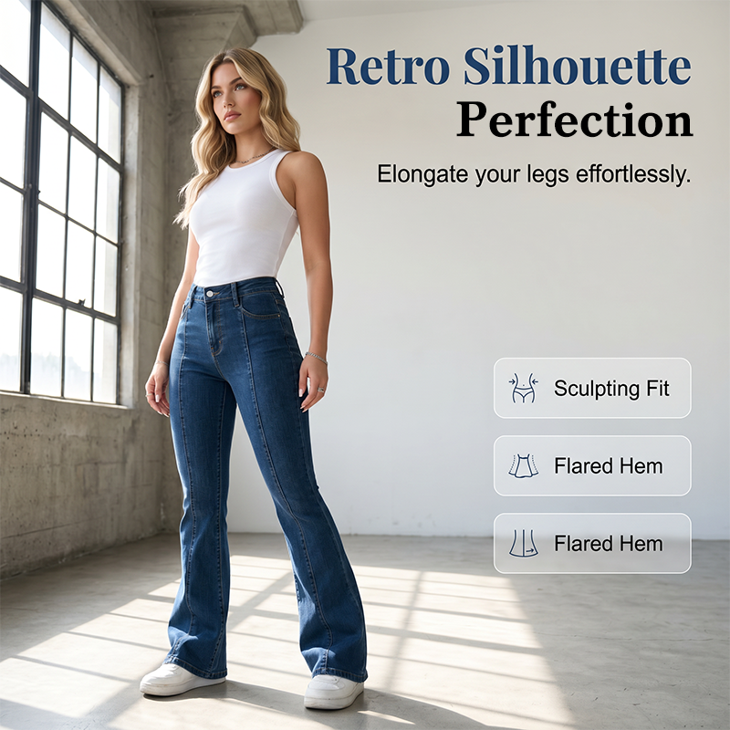 【S-2XL】👖Dámské klasické strečové džíny se zúženým střihem a rozšířenými nohavicemi