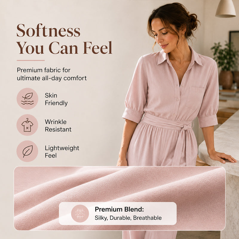 【S-2XL】💖Dámský kombinéza s polodlouhými rukávy a širokými nohavicemi