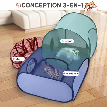 🐱🏠Multifunkční boudička pro kočky s ohradou – ✨prodyšný, pratelný a skládací