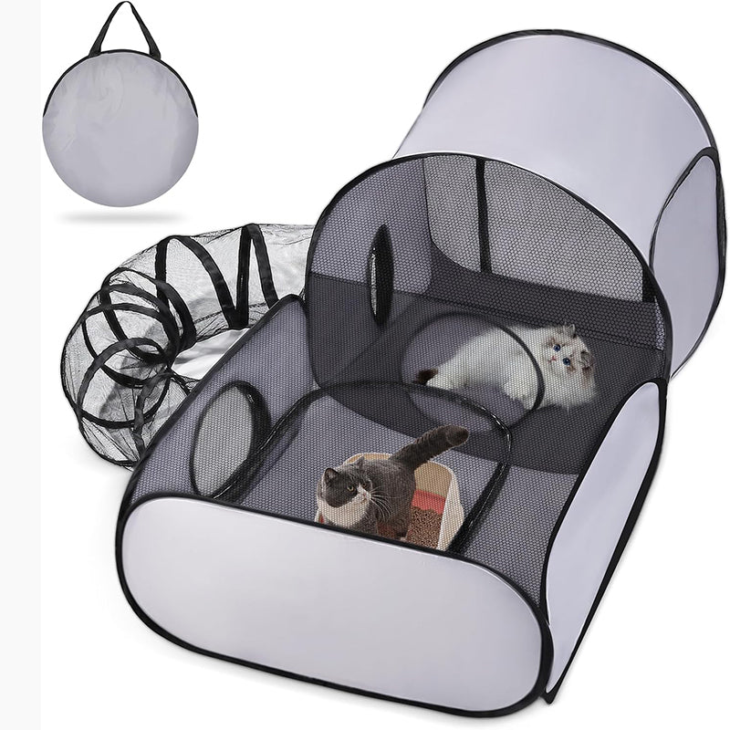 🐱🏠Multifunkční boudička pro kočky s ohradou – ✨prodyšný, pratelný a skládací