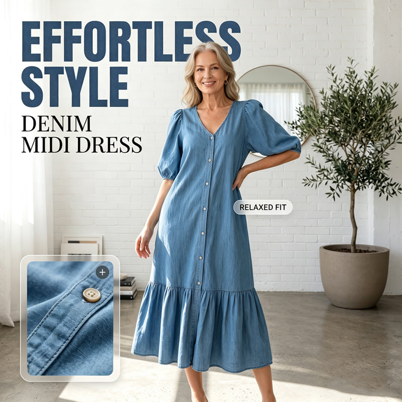 【M-3XL】👗Dámské šaty s výstřihem do V a krátkými rukávy