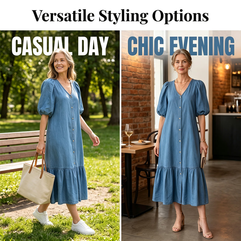 【M-3XL】👗Dámské šaty s výstřihem do V a krátkými rukávy