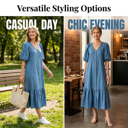 【M-3XL】👗Dámské šaty s výstřihem do V a krátkými rukávy