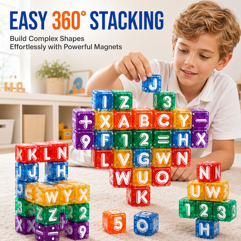 🧩Magnetické kostky s písmeny a čísly pro děti