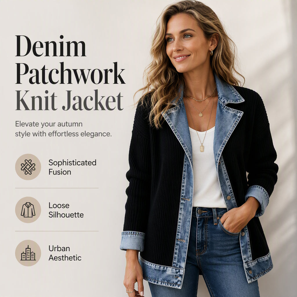 【S-3XL】🧥Dámský žebrovaný pletený kabát v kombinaci s elegantními džínami