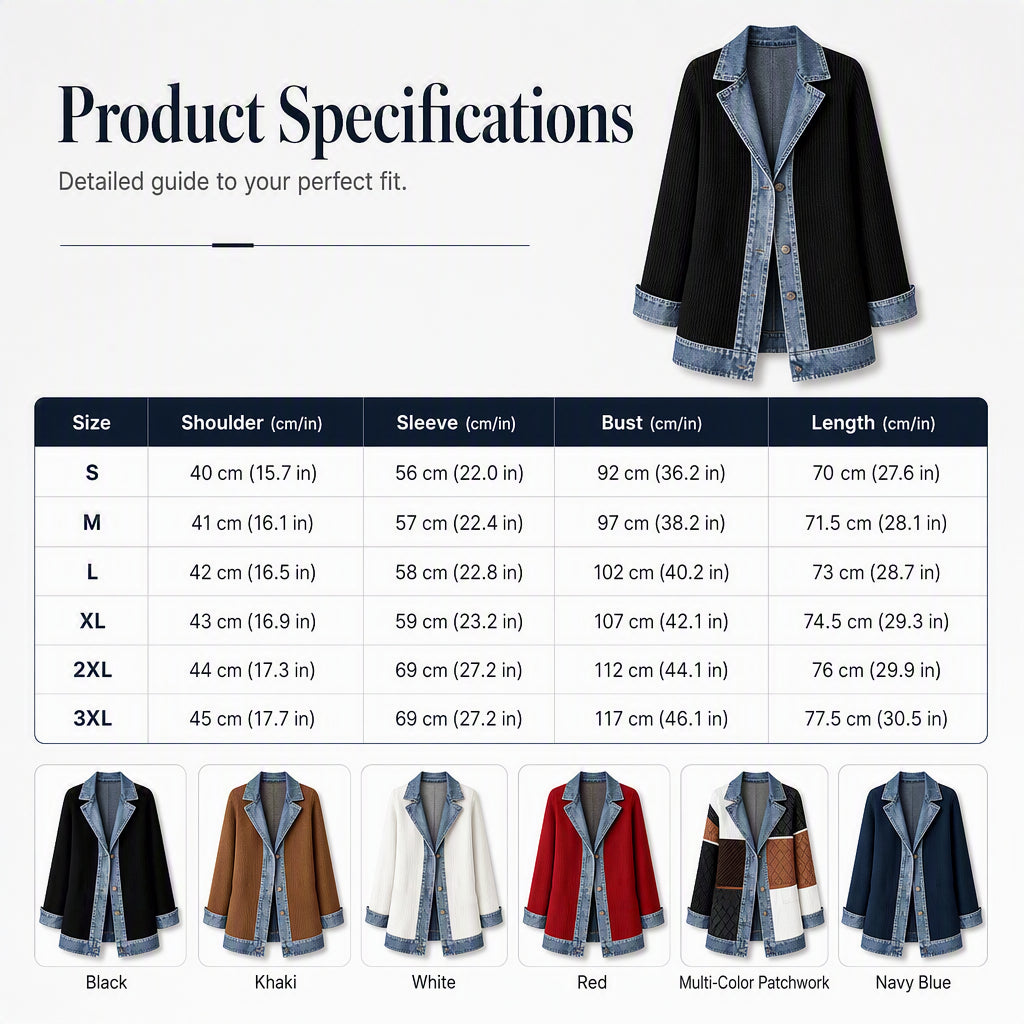 【S-3XL】🧥Dámský žebrovaný pletený kabát v kombinaci s elegantními džínami