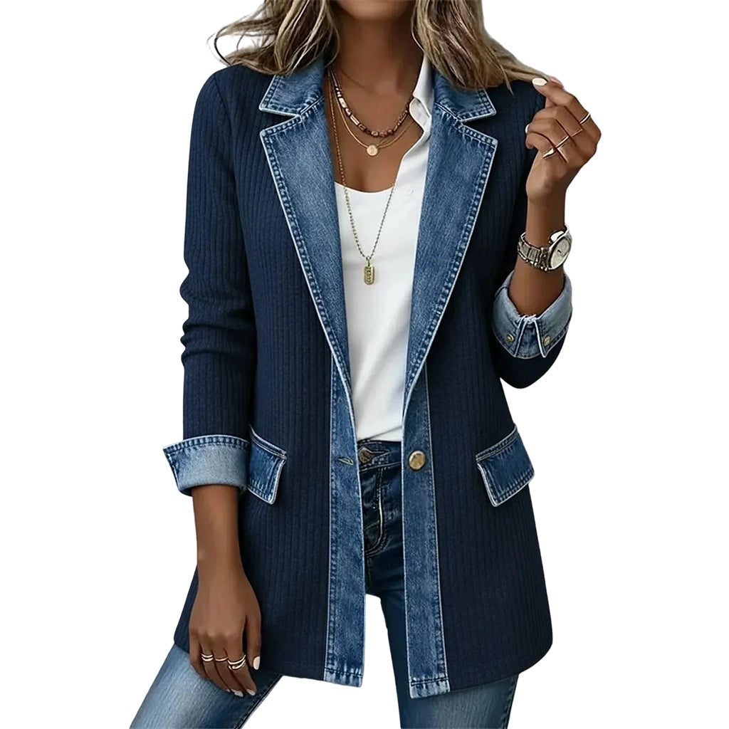 【S-3XL】🧥Dámský žebrovaný pletený kabát v kombinaci s elegantními džínami