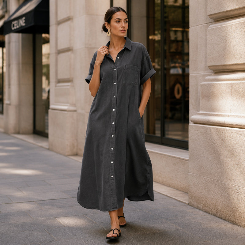 【S-4XL】👗Džíny volného střihu s výstřihem na knoflíky