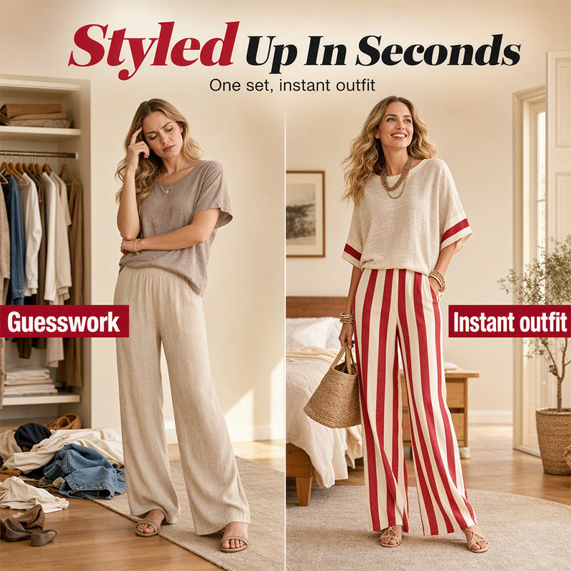 【S-3XL】💞Dámská ležérní pruhovaná souprava