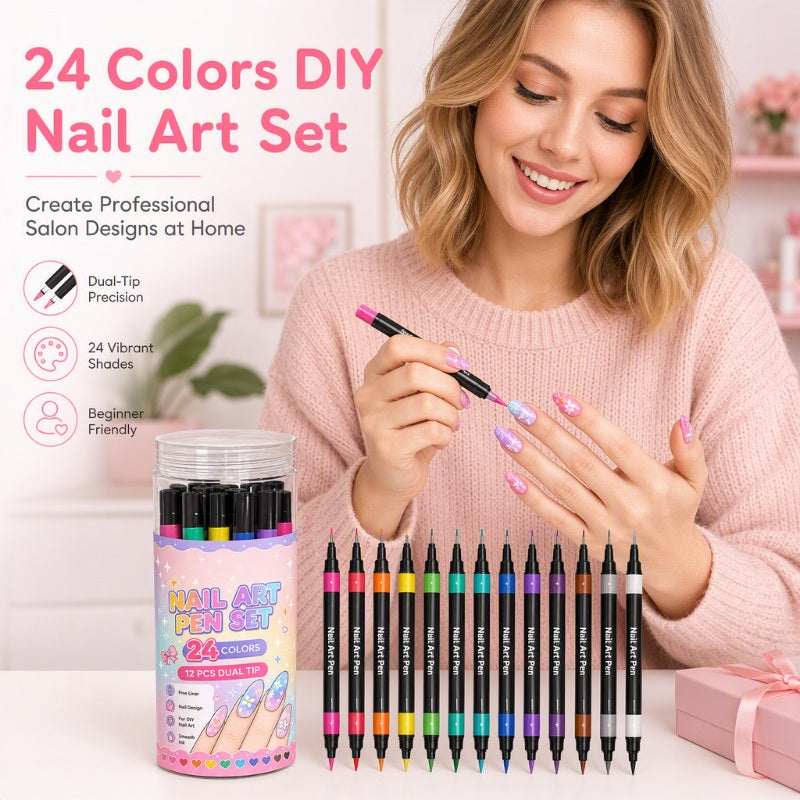 🎨 24 barevných fixů na nehty – Dvouhroté, nekonečné možnosti