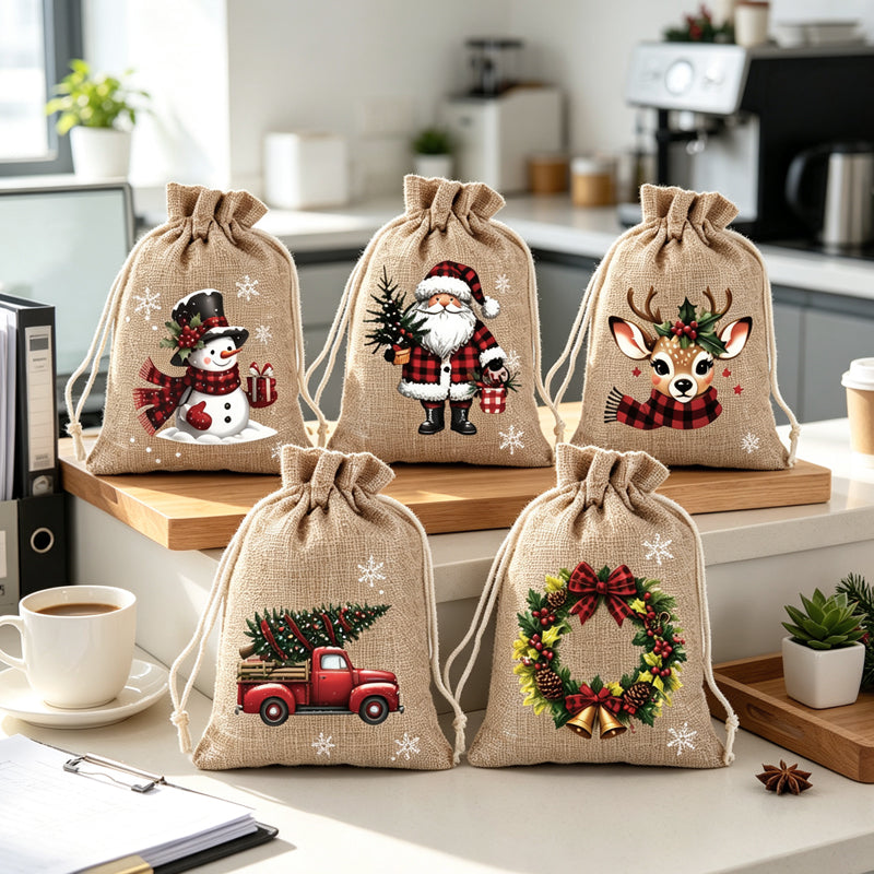 🎄Vánoční dárkové taštičky se stahovací šňůrkou – 🎁Stylové balení, snadné použití, recyklovatelné