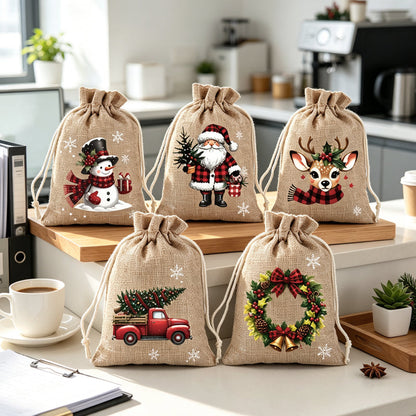 🎄Vánoční dárkové taštičky se stahovací šňůrkou – 🎁Stylové balení, snadné použití, recyklovatelné